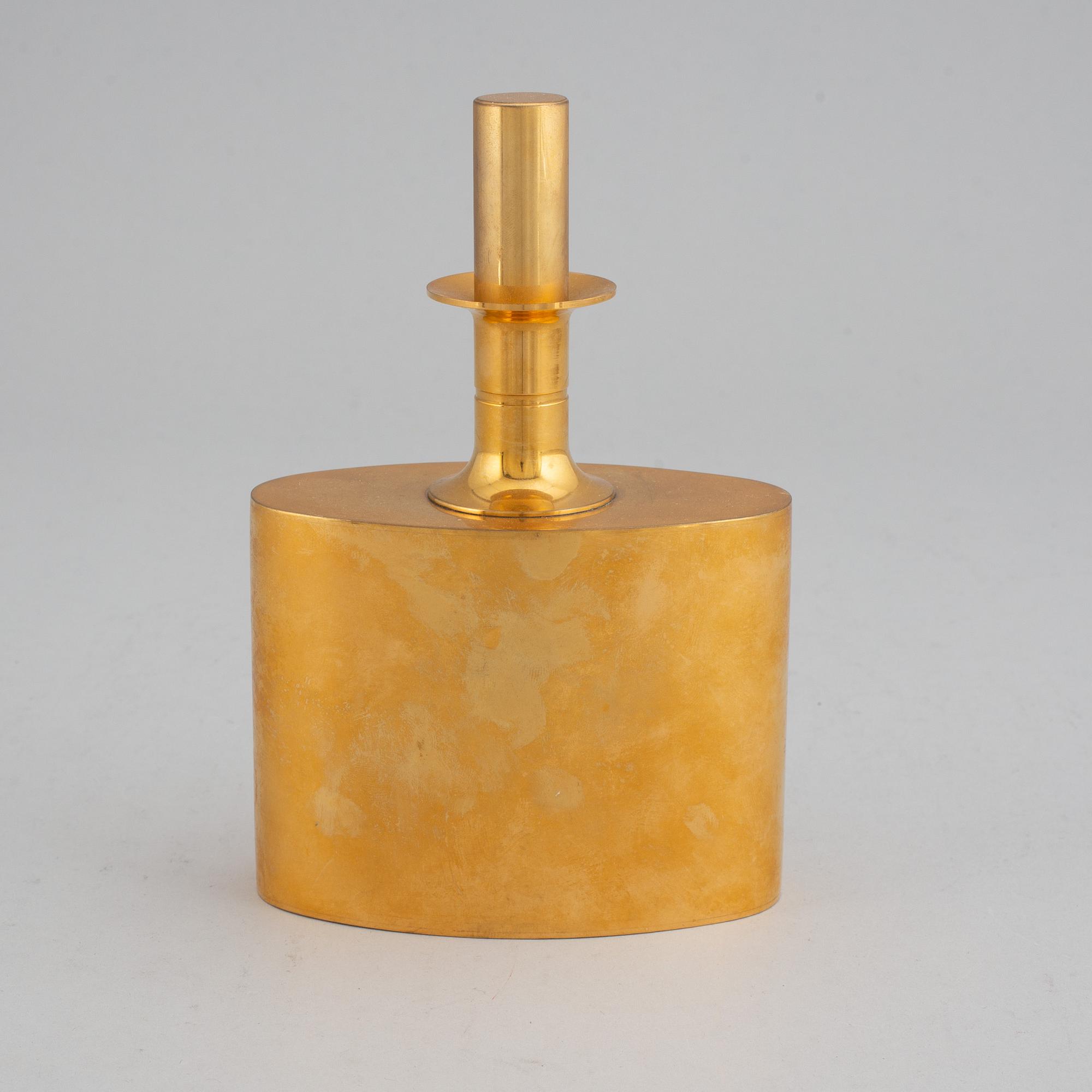 PIERRE FORSSELL, a gilt brass flask and six cups, Skultuna.