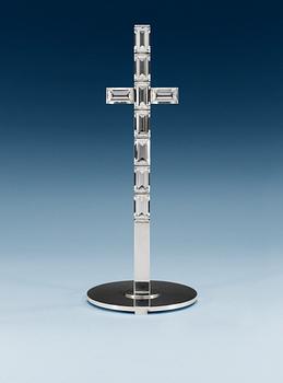 A Wiwen Nilsson sterling and facet cut rock crystal cross, Lund 1957.