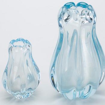 VASER, 2 st, glas, "Stella Polaris", Vicke Lindstrand, Orrefors. 1900-talets mitt.