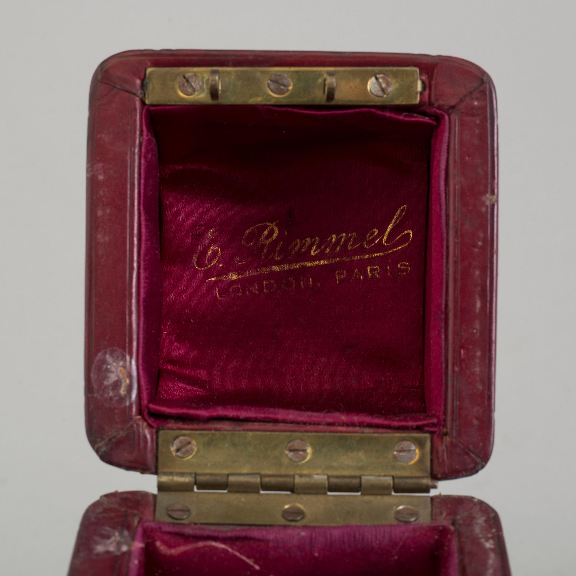 A 19th century leather box, E. Rimmel, London Paris.