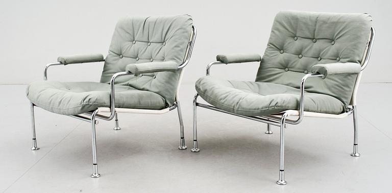 FÅTÖLJER, ett par, möjligen Bruno Mathsson, Dux, 1900-talets fjärde kvartal.