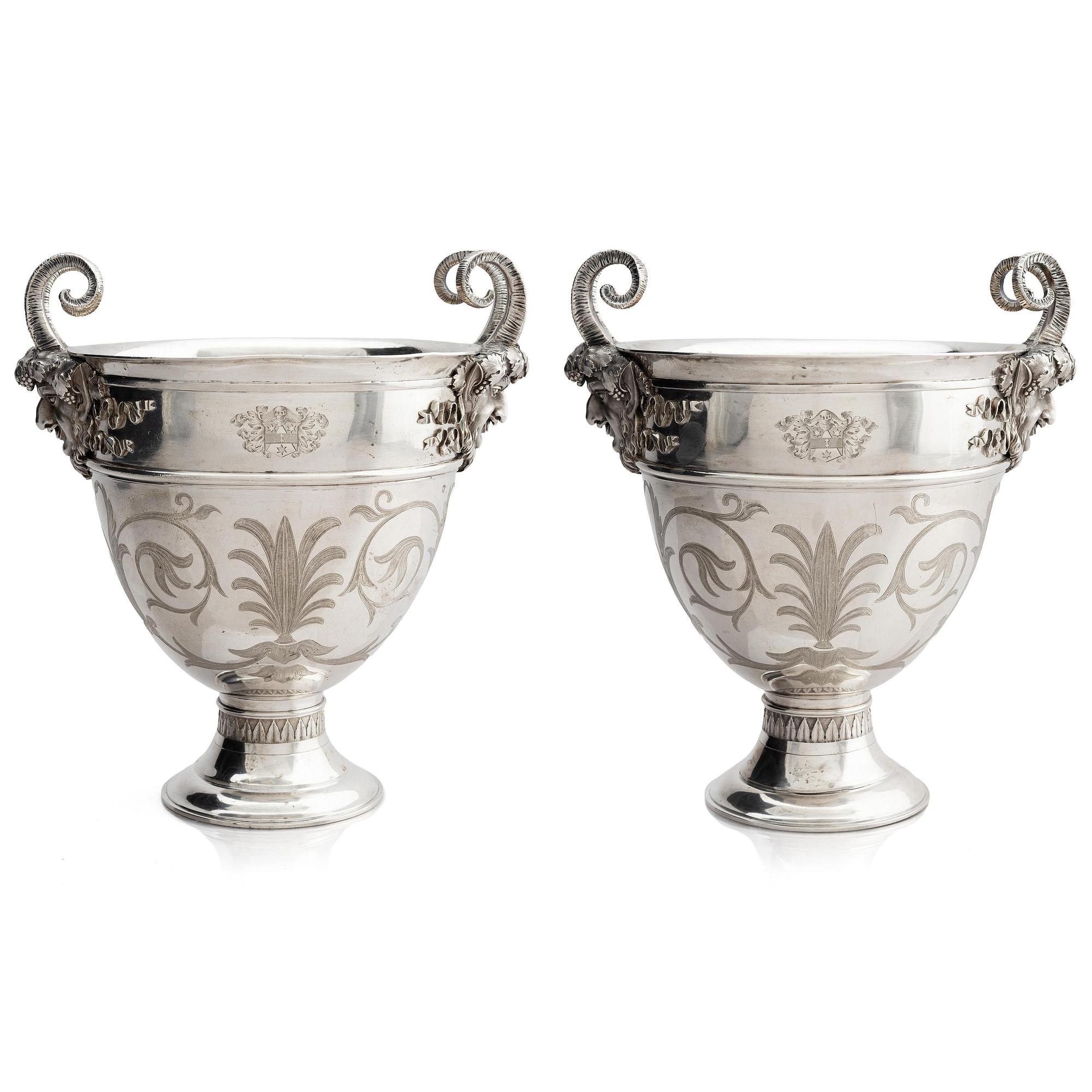 A pair of Swedish 18th century silver wine coolers, marks of Pehr Zethelius, Stockholm 1793.