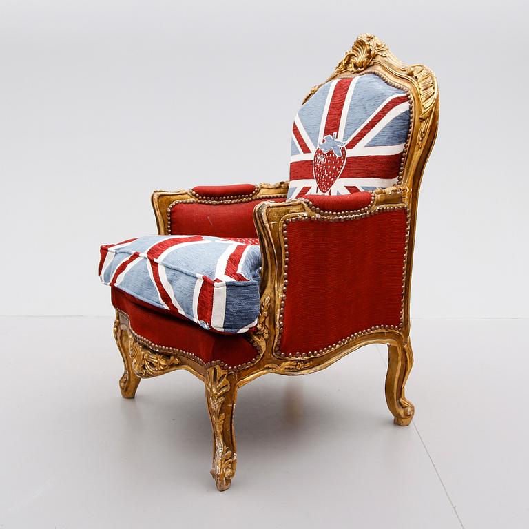 FÅTÖLJ, rokokostil, 1900-/2000-tal.