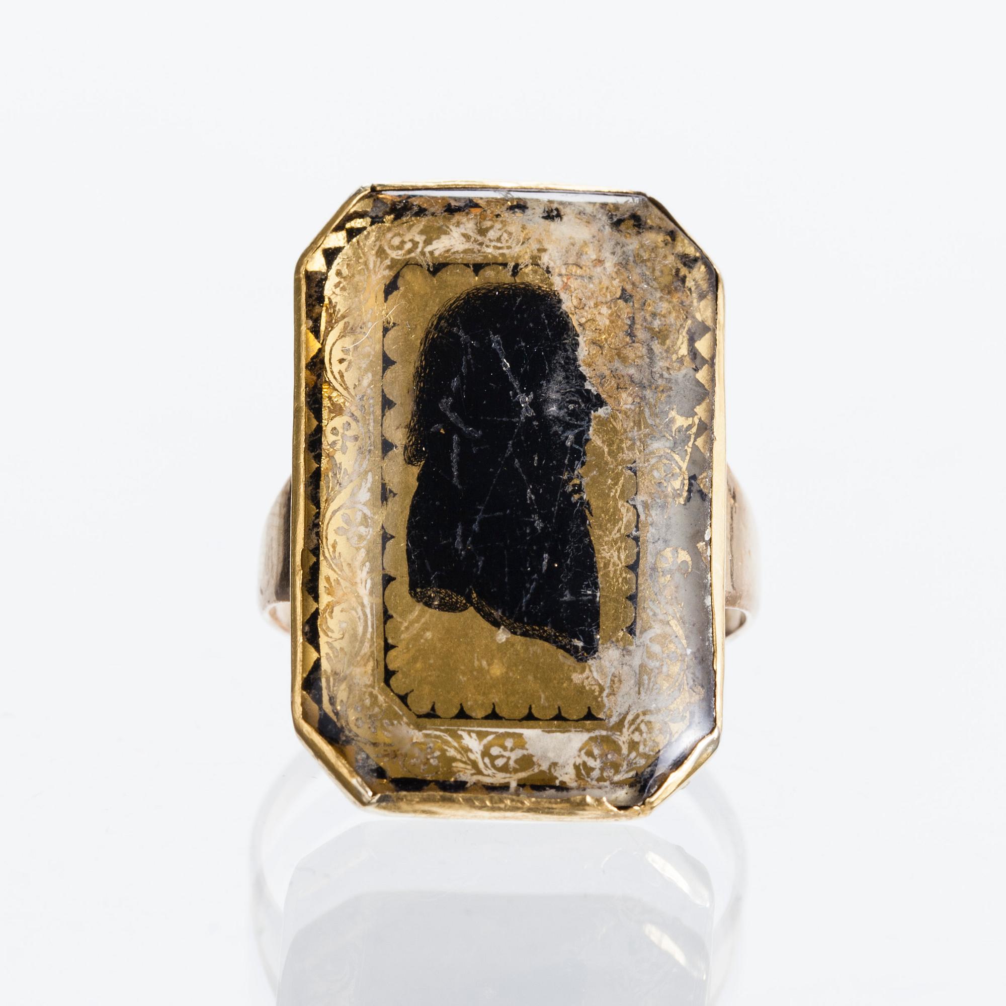 SILHUETTRING, gustaviansk, 18 K guld, troligen Herman F. Poizell, Loviisa 1791-1821.