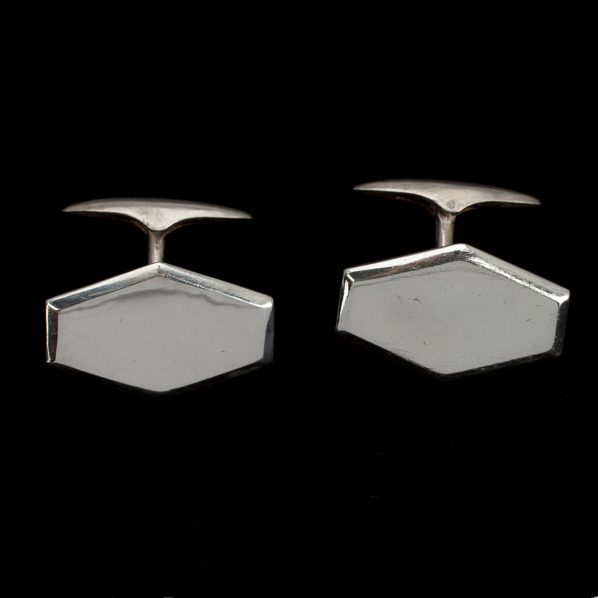 MANSCHETTKNAPPAR, 2 par, silver, Elis Kauppi Kupittaan Kulta 1960 och Osuusliike Kultaseppä 1929, Åbo.