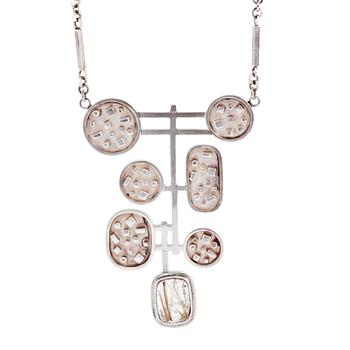 552. Claës Giertta, necklace in silver set with rutilated quartz, Stockholm 1967.