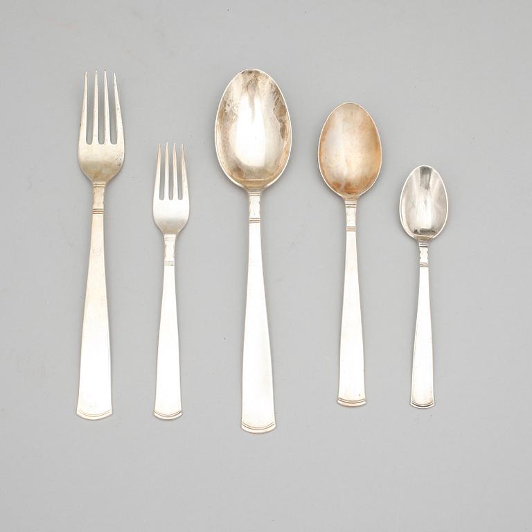 BESTICKSERVIS, 91 delar, silver, "Rosenholm", GAB, Stockholm, 1900-tal. Total vikt ca 2025 gram.