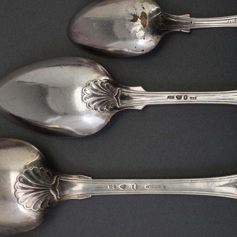 BESTICK, 42 delar, silver, modell Engelsk Snäck, 18/1900-tal.
