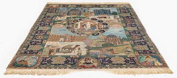 A pictoral Tabriz carpet of  'The Four Seasons', design, c. 293 x 178 cm.