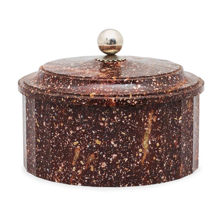 A Swedish Empire 19th century porphyry butter box.