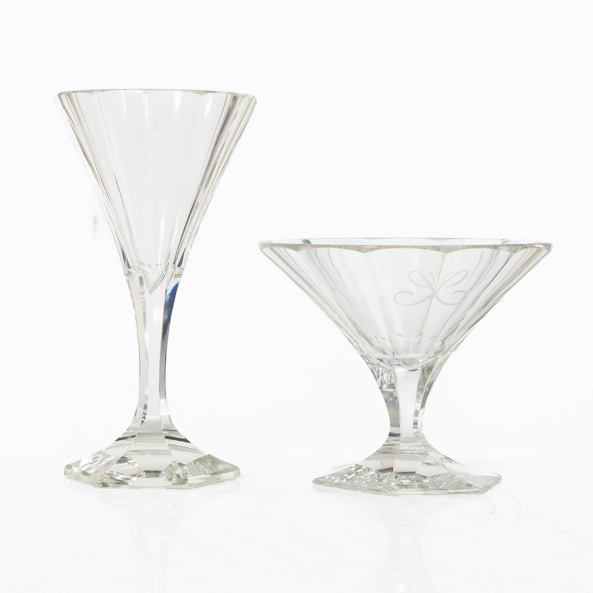 Leo Moser, glasservis, 18 delar, "Thomas", Moser, Tjeckien, modellen formgiven 1929.