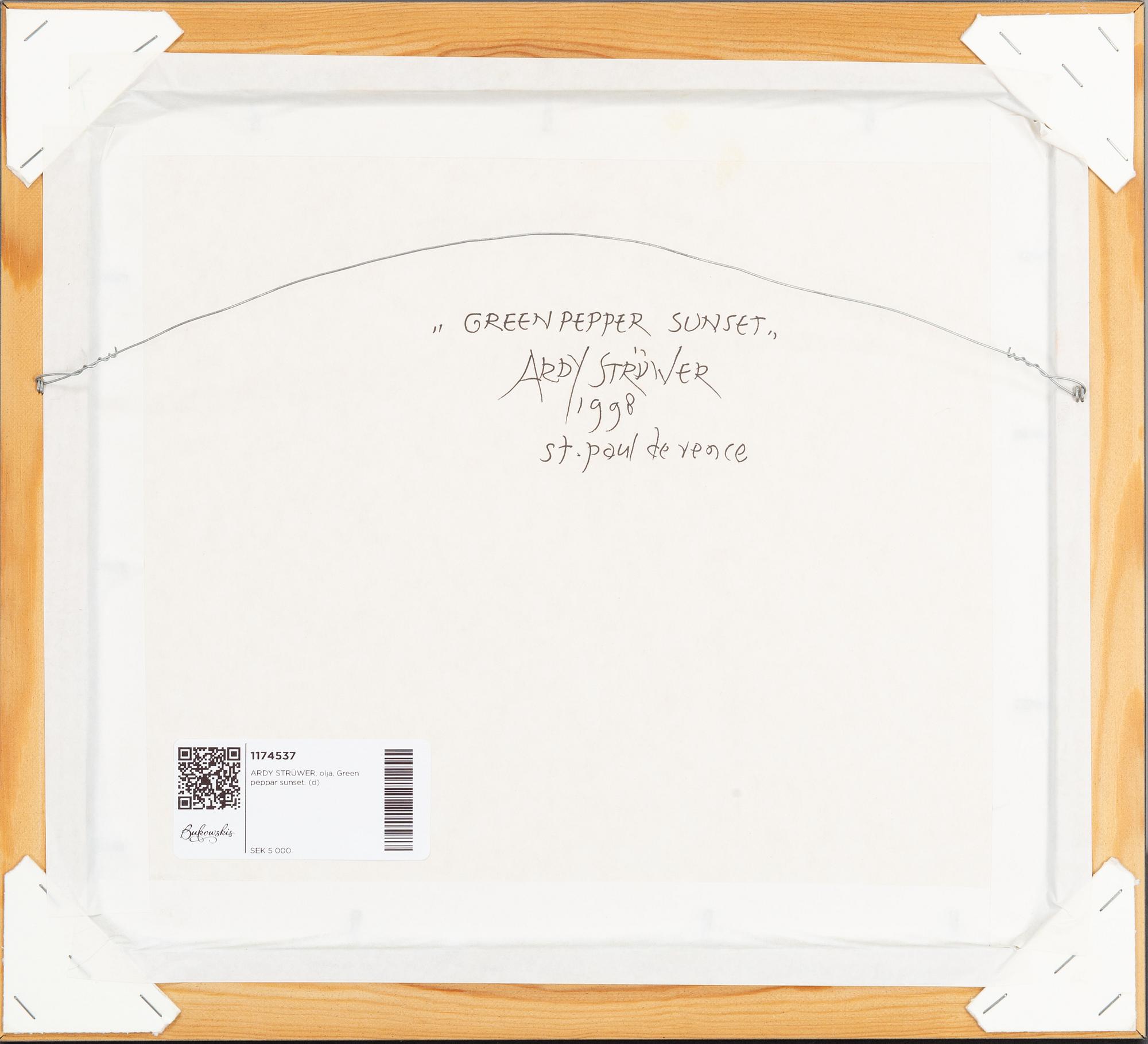 ARDY STRÜWER, olja på du/pannå, signerad. Daterad 1998 a tergo.