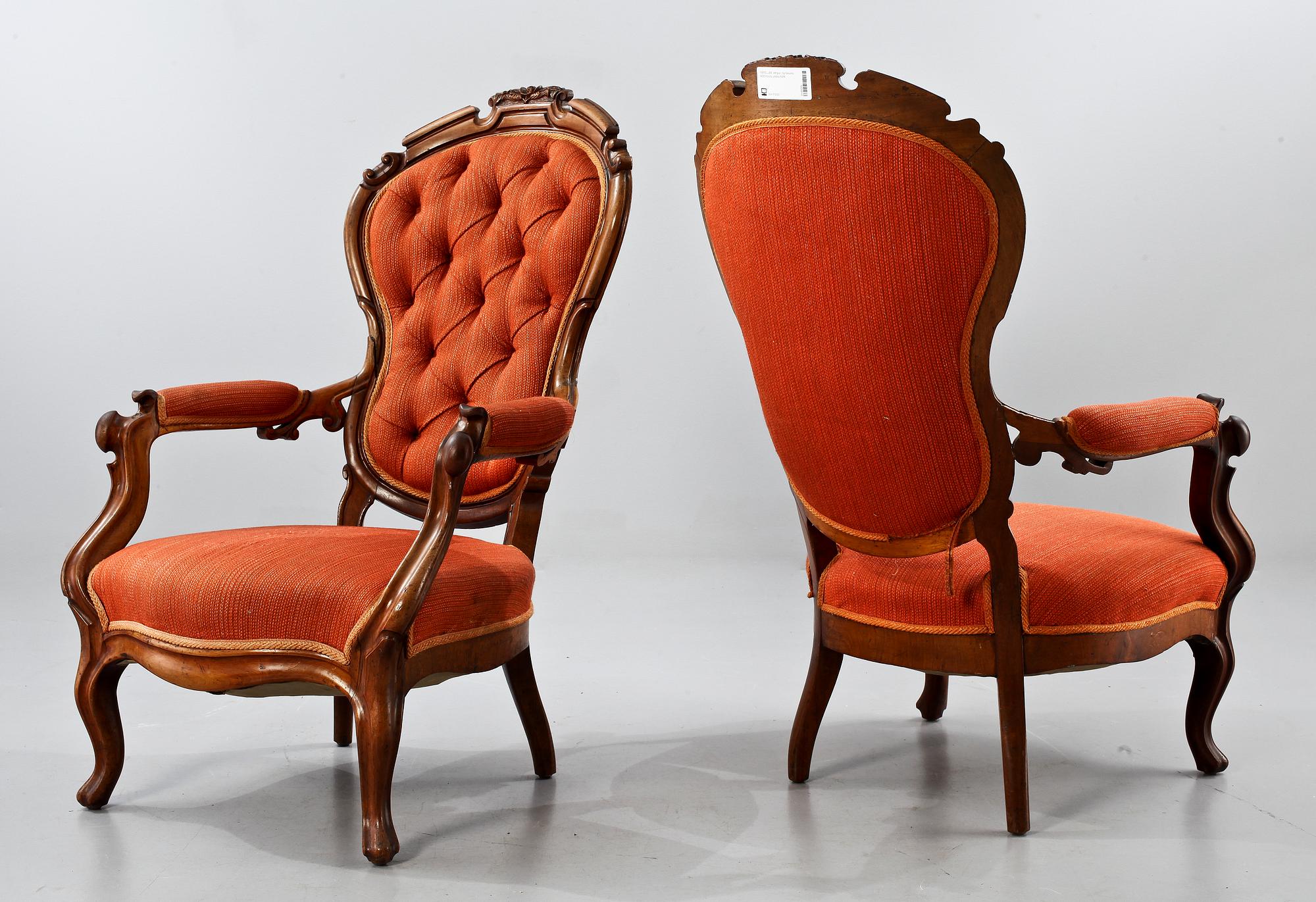 FÅTÖLJER, ett par, nyrokoko, 1800-talets andra hälft.