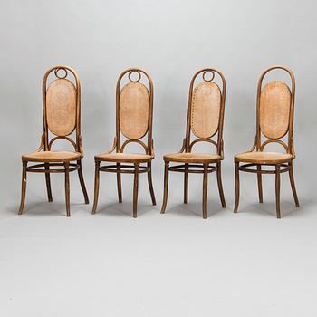 Four bent wood chairs, early 20th century, presumably Austria.
