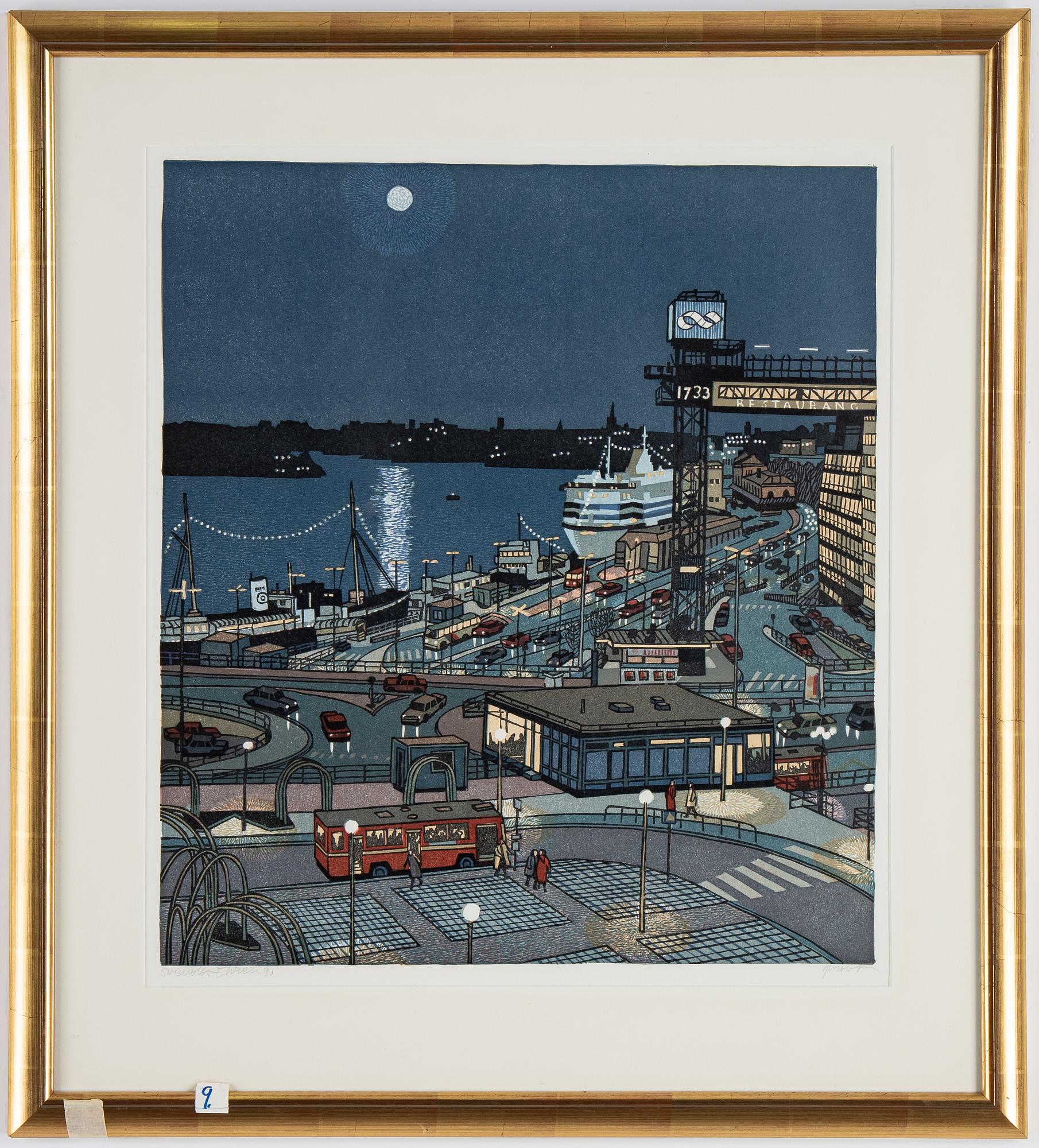 Svenolov Ehrén, färglitografi, 1991, signerad provtryck.