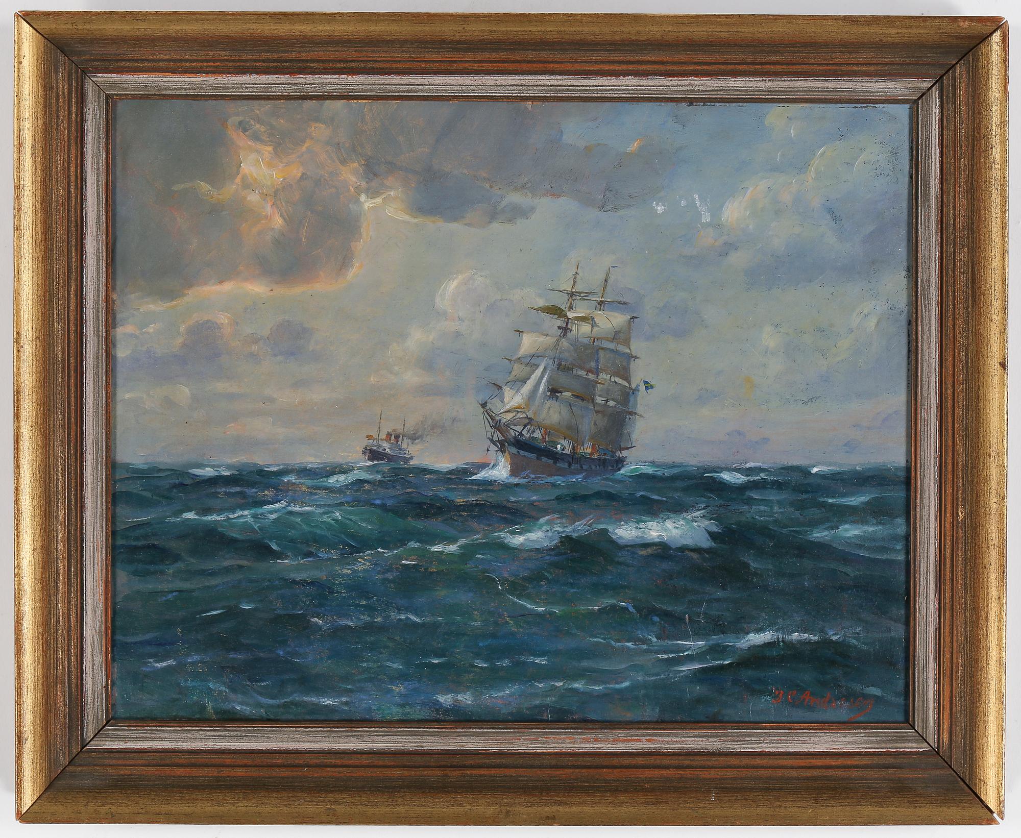 JENS CHRISTIAN ANDRESEN, olja på pappannå. Signerad.