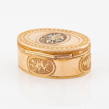 A Swedish 18th century gold snuff-box, mark of Christian Maas, Stockholm 1783.