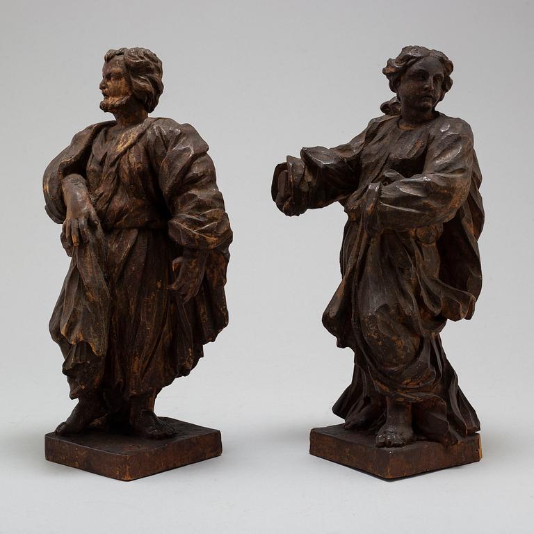 Two wooden sculptures, 18th / 19th century.