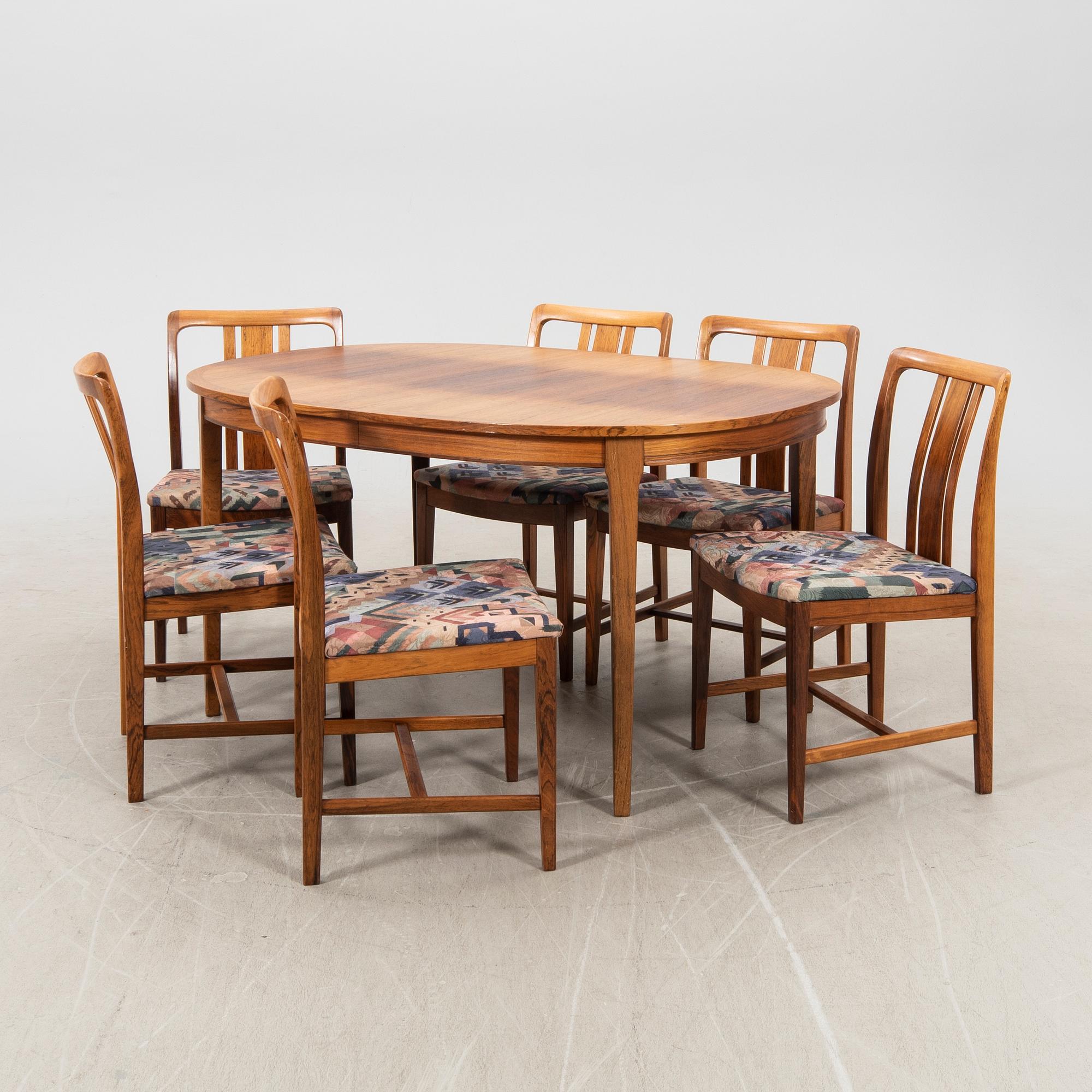 Dining set 7 pieces Lindén Horred 1960/70s.