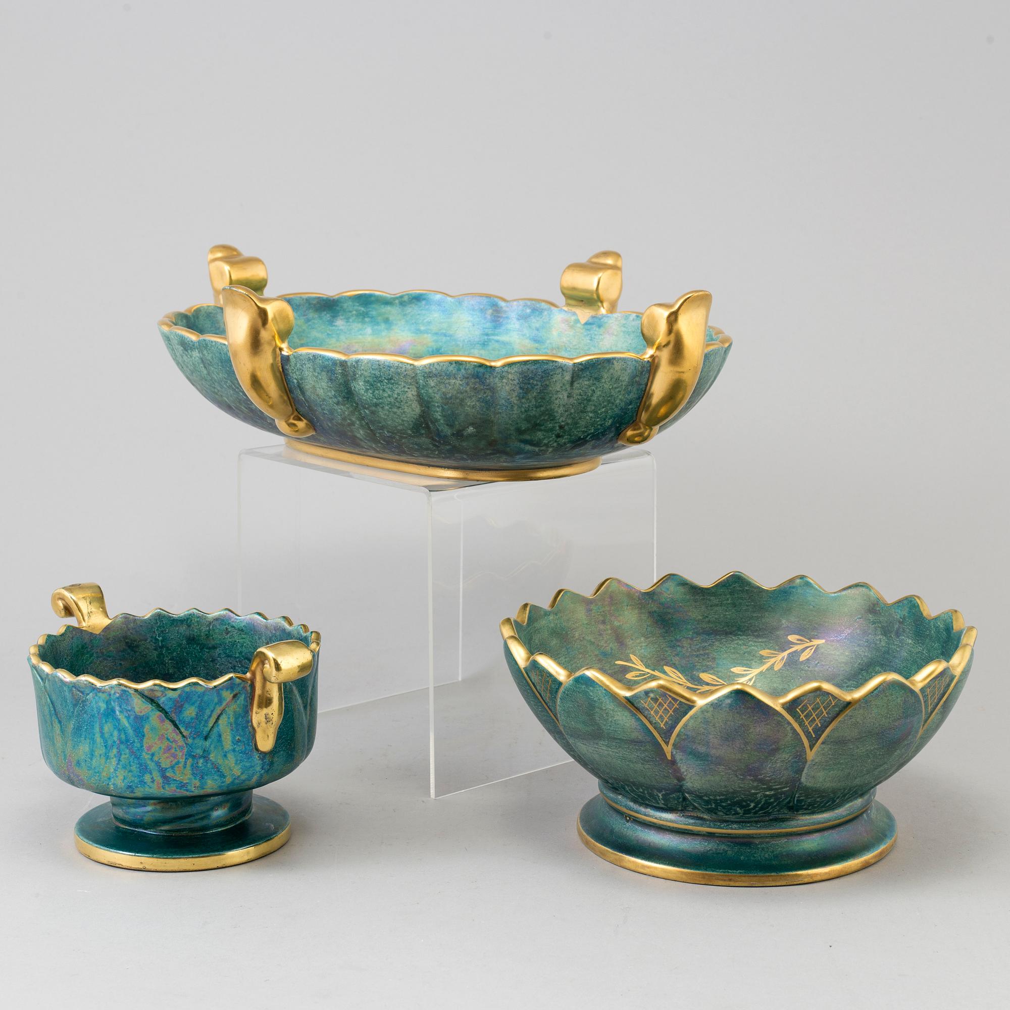 3 bowls by Josef Ekberg for Gustavsberg, 1920´s/30´s.