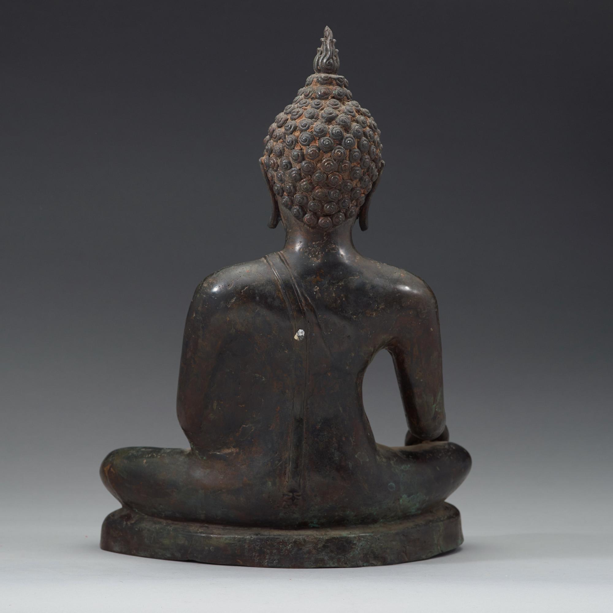 A seated bronze Buddha, Thailand, presumably Lanna, 15th/16th Century.