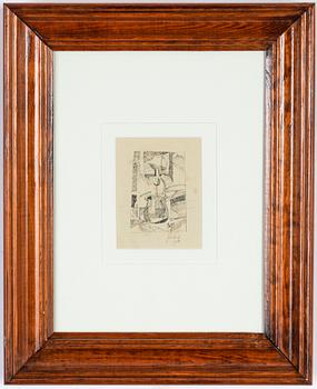 John Jon-And, ink drawing on paper, signed  and dated -16.