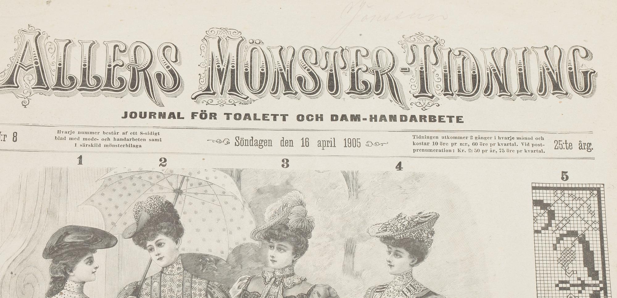 ALLERS MÖNSTERTIDNING samt NORDISK MÖNSTERTIDNING, 13 st. 1800-talets slut, samt 1900-talets början.