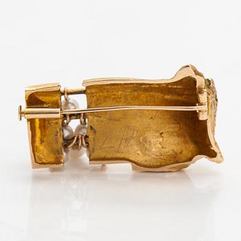 A 14K gold brooch with cultured pearls "White cluster". Lapponia 1969.
