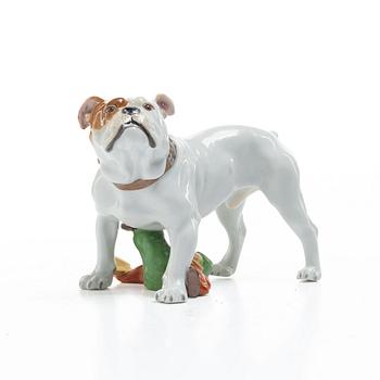 Meissen, A porcelain "Bulldogge mit Kasperle" figurine, 20th century.