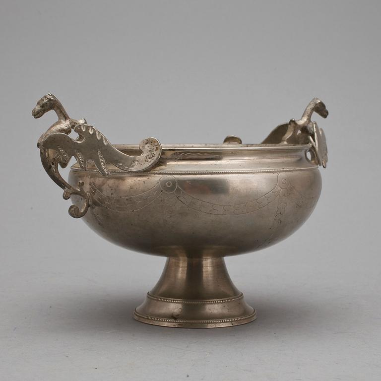 BRÄNNVINSSKÅL, tenn, Gottlob Friedrich Baumann, Hudiksvall, 1823.