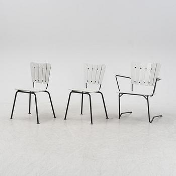 A three garden chairs, Grythyttan Stålmöbler, second half of the 20th Century.