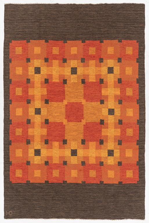 Rug, flat weave, signed HD (MD?), approx. 240 x 160 cm.
