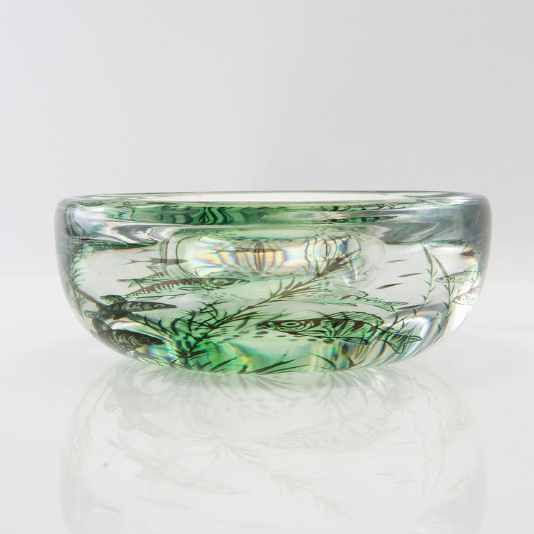 Edward Hald, a "Fish graal" glass bowl, Orrefors.