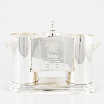 A silver plated wine cooler, contemporary.