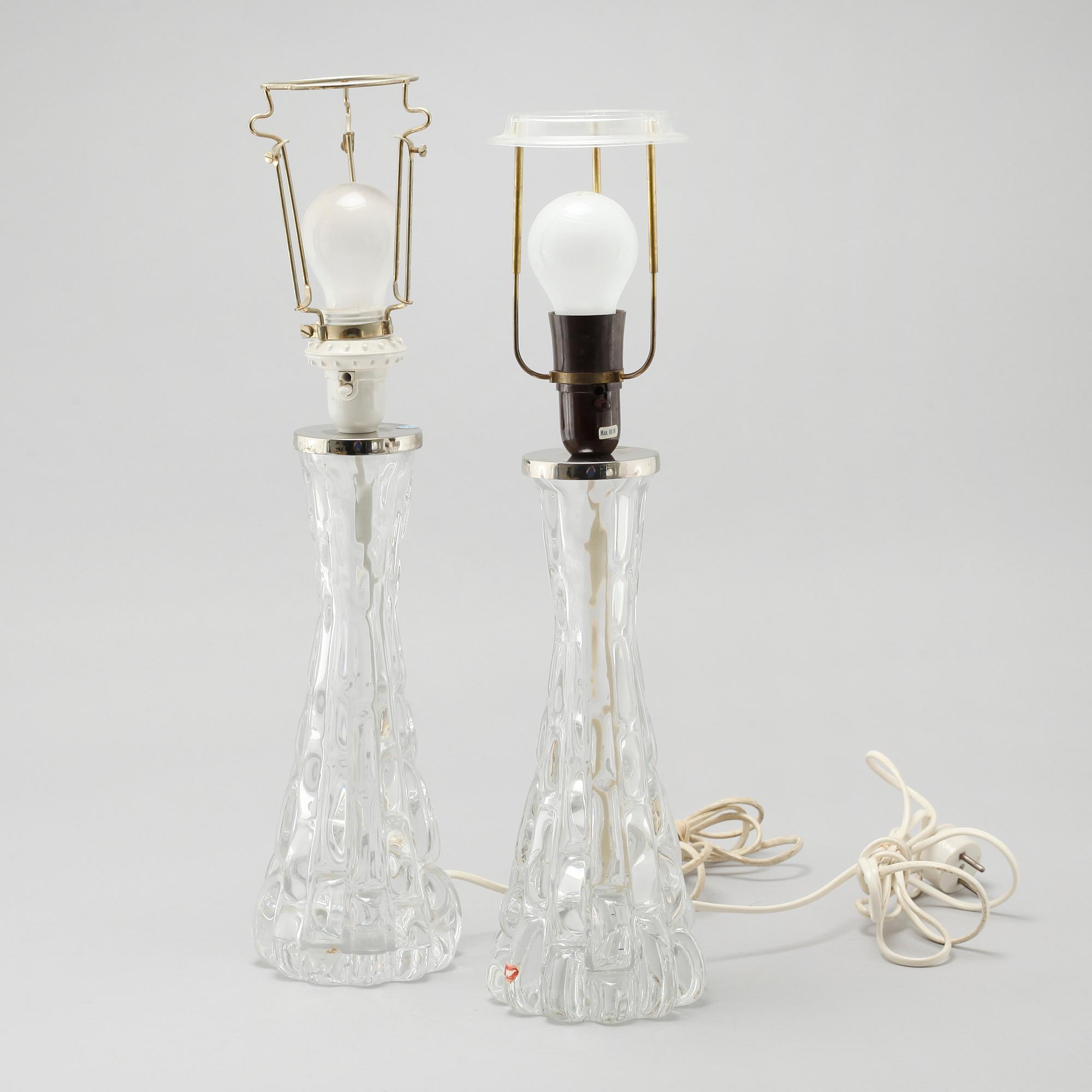 A pair of table lamps by Carl Fagerlund for Orrefors, third quarter of the 20th century.
