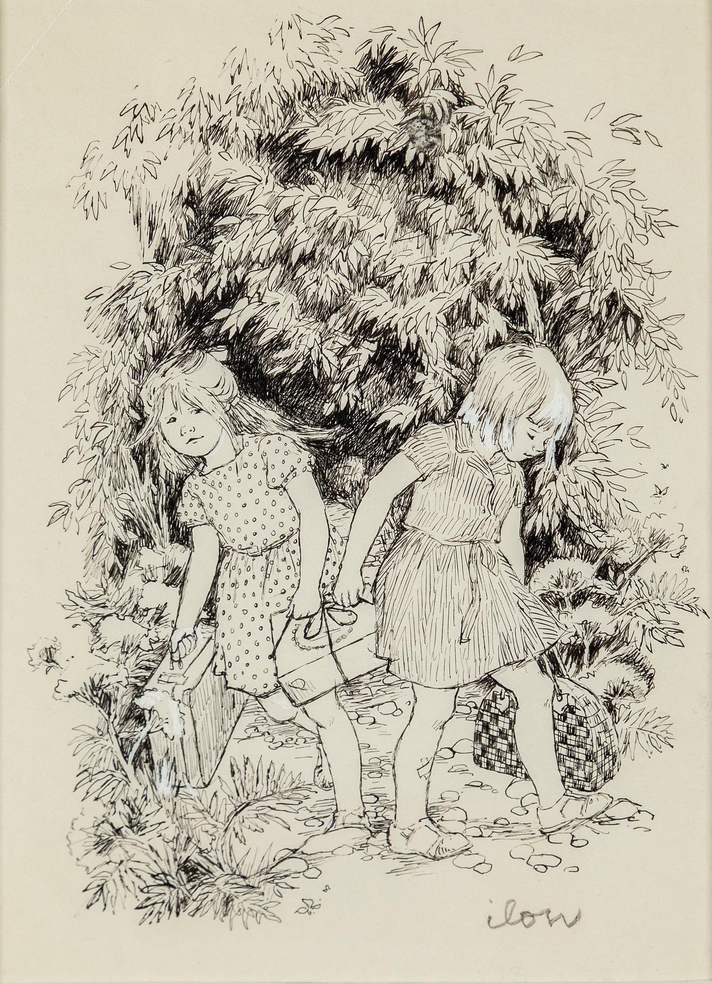 ILON WIKLAND, ink drawing, signed ilon in pencil.