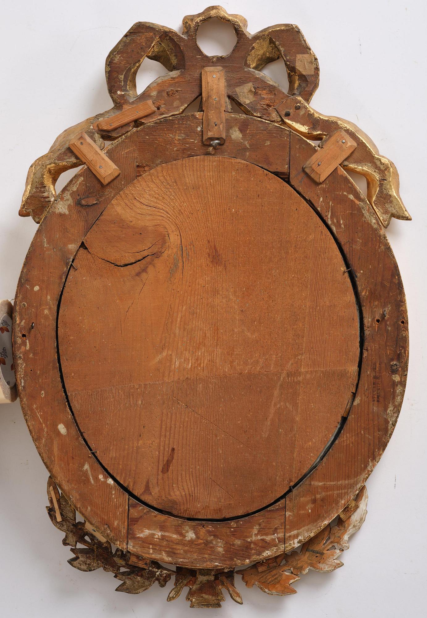 A pair of late Gustavian giltwood one light girandoles, Stockholm, circa 1800.