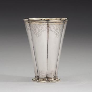A Swedish 18th century parcel-gilt beaker, mark of Friedrich Heinrich Klinck, Stockholm 1734.