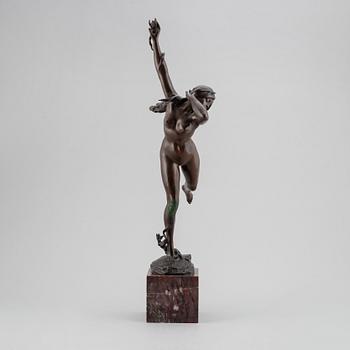 JULES DERCHEU, efter. "Daphné poursuivie par Apollon". Skulptur. Signerad. Brons, höjd 69 cm (inklusive sockel).