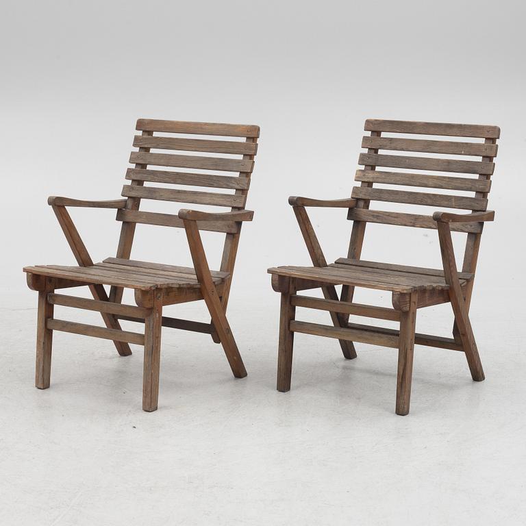 Carl Malmsten, garden furniture, 7 pieces, "Bergshamra", Igelstaverken, second half of the 20th Century.