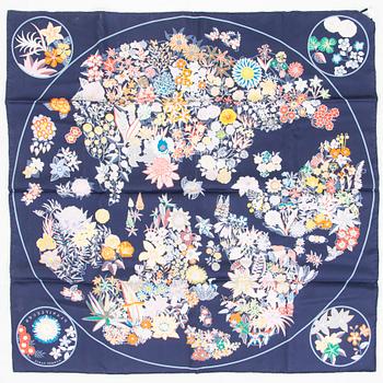 Hermès, A 'Planifleurs' silk scarf.