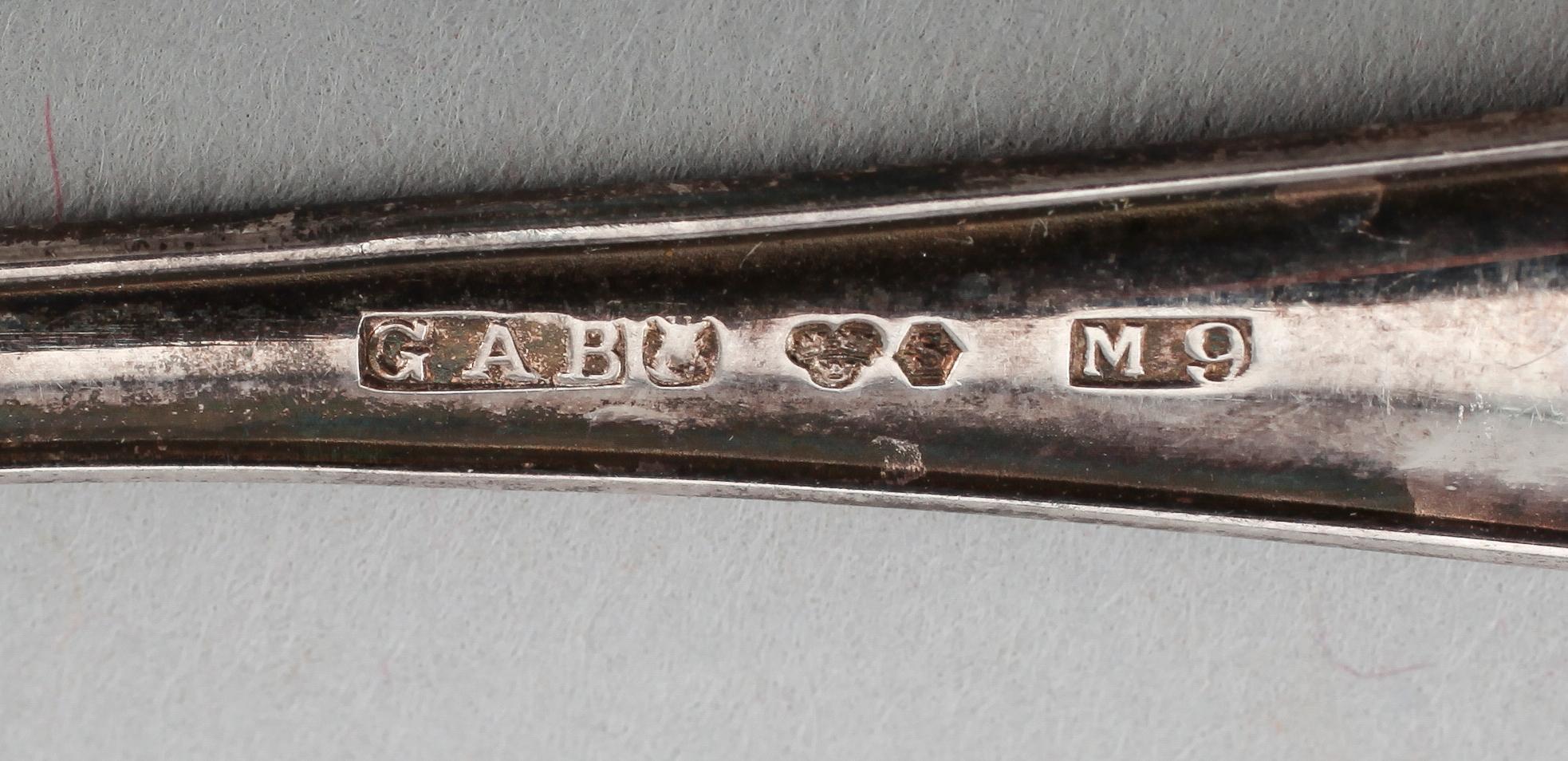 SKEDAR, 8 st, silver, GAB, Stockholm 1950/1962. Total vikt ca 324 g.