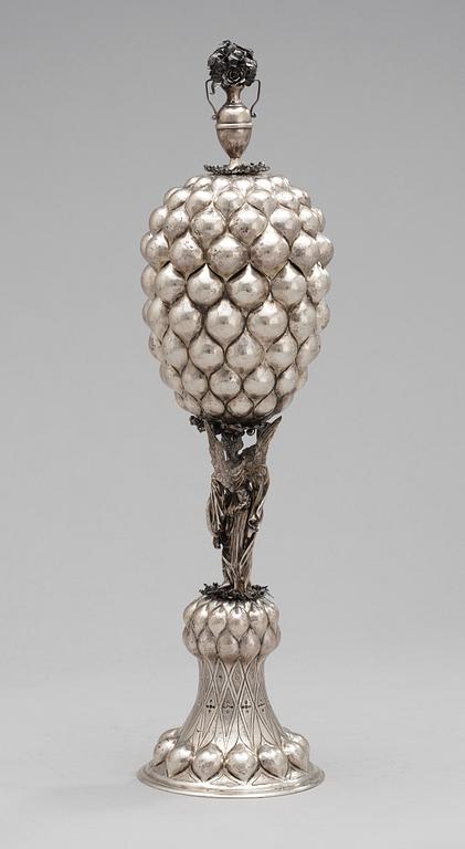 A 19th century goblet with cover, Russian fantasy marks.