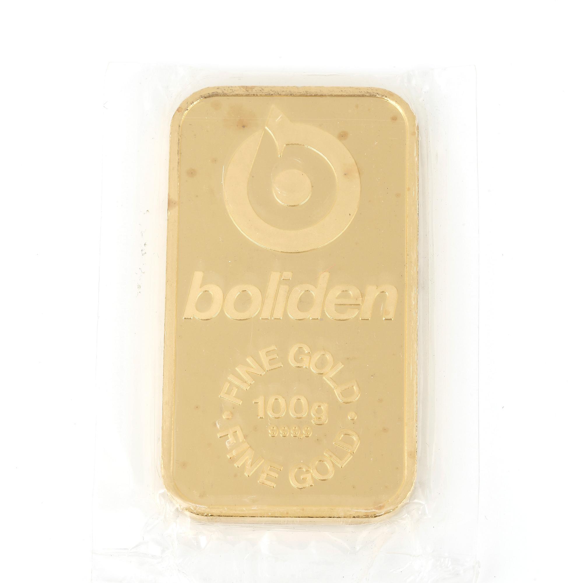 GULDTACKA, 24K guld, Boliden. Vikt 100g.