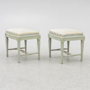 A pair of Gustavian stools, Sweden, late 18th century.
