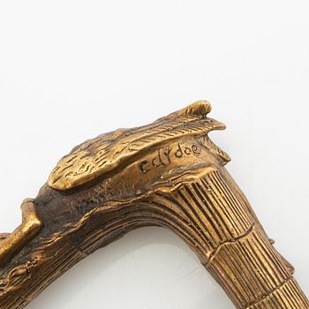 Umbrella handle Art Nouveau signed early 20th century bronze.