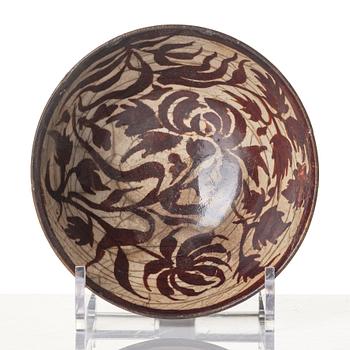 Skål, glaserat lergods, Safavid stil.