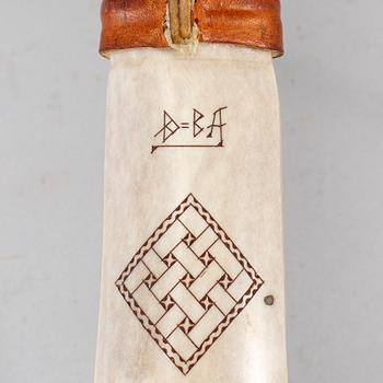 BERTIL ANDERSSON, a sami reindeer horn knife, Jokkmokk, signed.