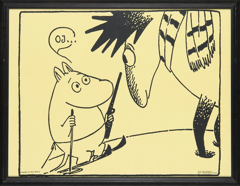 Tove Jansson, poster, Moomin, Bull's Presstjänst, Art Work Shop, 1960s.