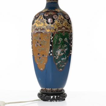 A cloisonné vase turned table lamp, Japan, Meiji (1868-1912).